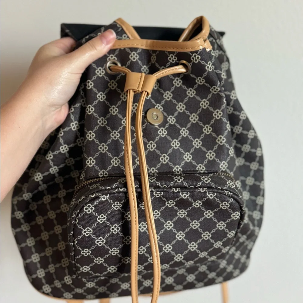 Faux Leather Drawstring Backpack